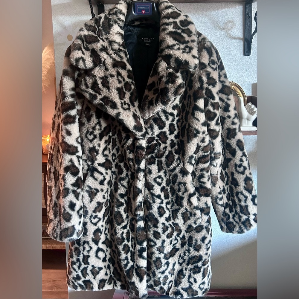 Laundry By Shelli Segal Leopard Print Faux Fur Teddy Jacket - Brown & Black